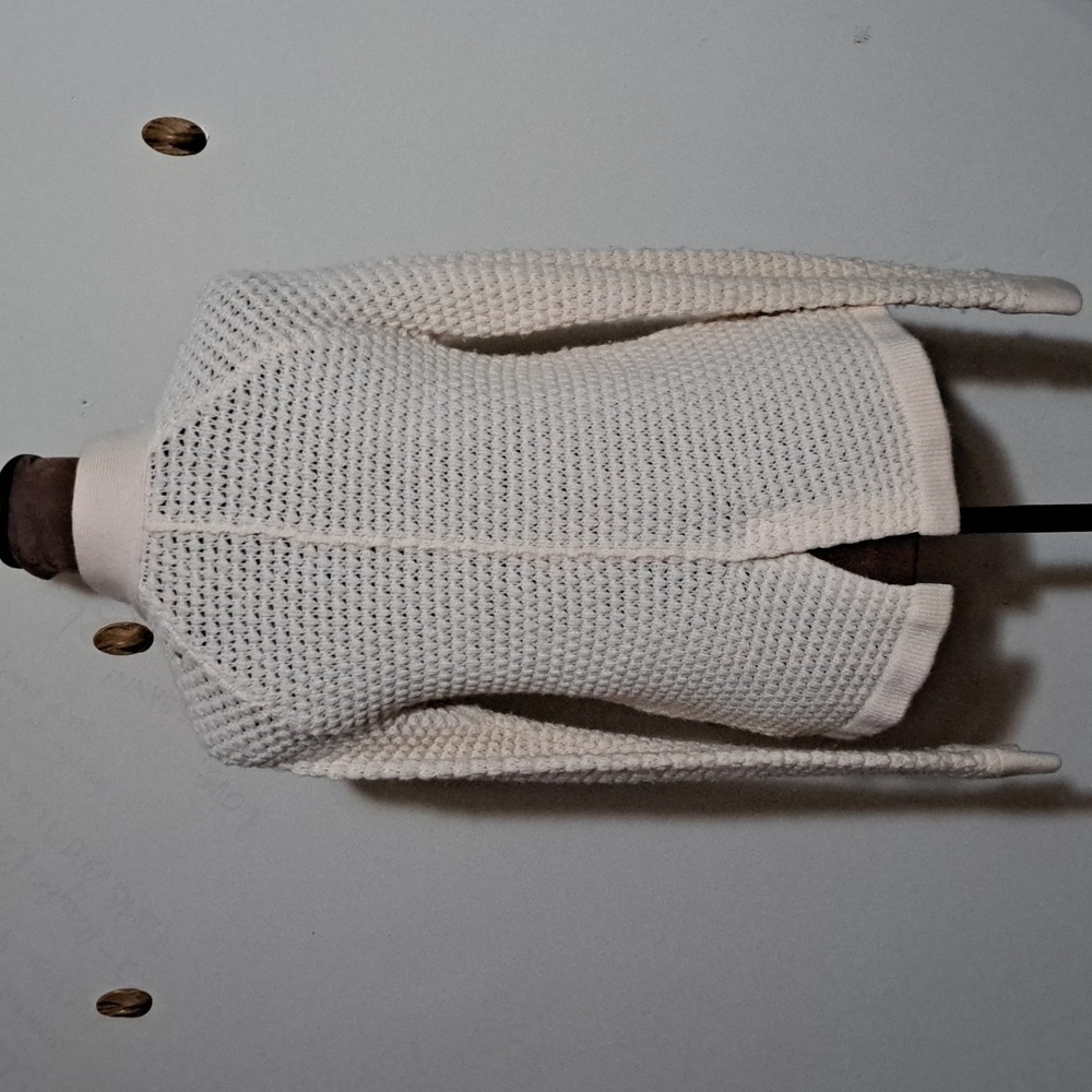 B64 GAP Cream Knit Cardigan Sz Sm Soft Wool Ribbed Hems Button Collar Pokets - Picture 5 of 11